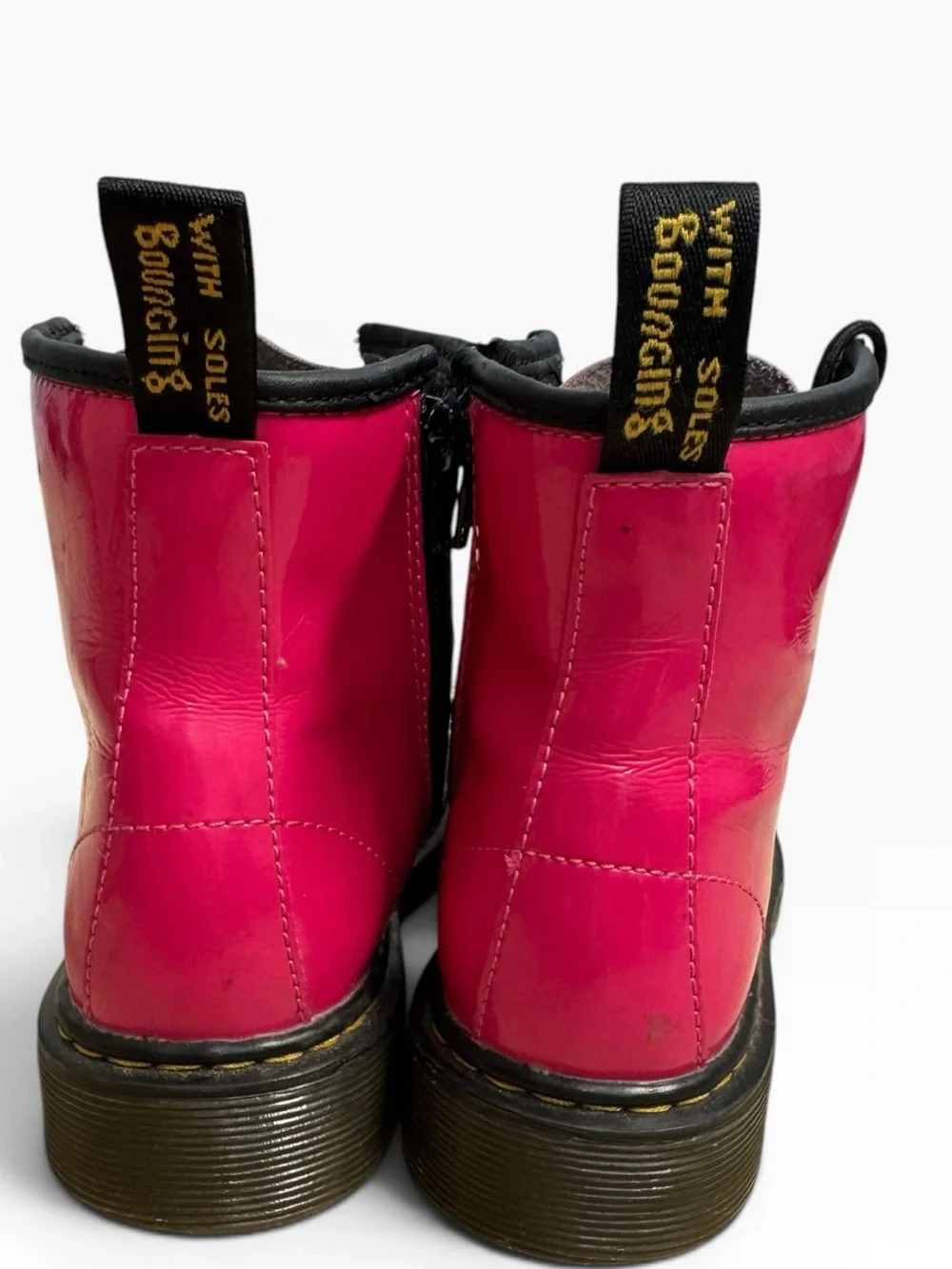 Dr. Martens Junior 1460 Patent Leather Lace Up Boots Hot Pink Kids US 2 UK 1